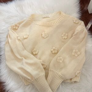 Storia Cream Floral Knit Sweater